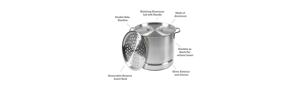 Imusa Aluminum Steamer Pot, 12 Quart