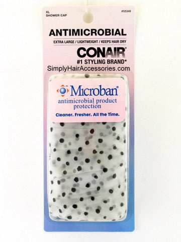 CONAIR Safe & Dry Extra Large Antimicrobial Protection Shower Cap - Polka Dot