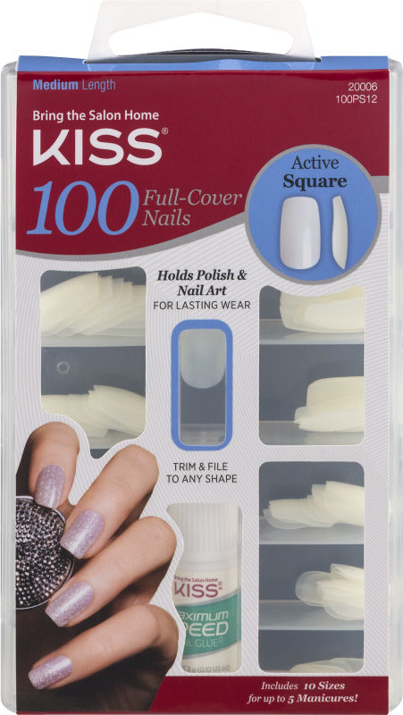 Kiss 100 Full Cover Nails Active Square