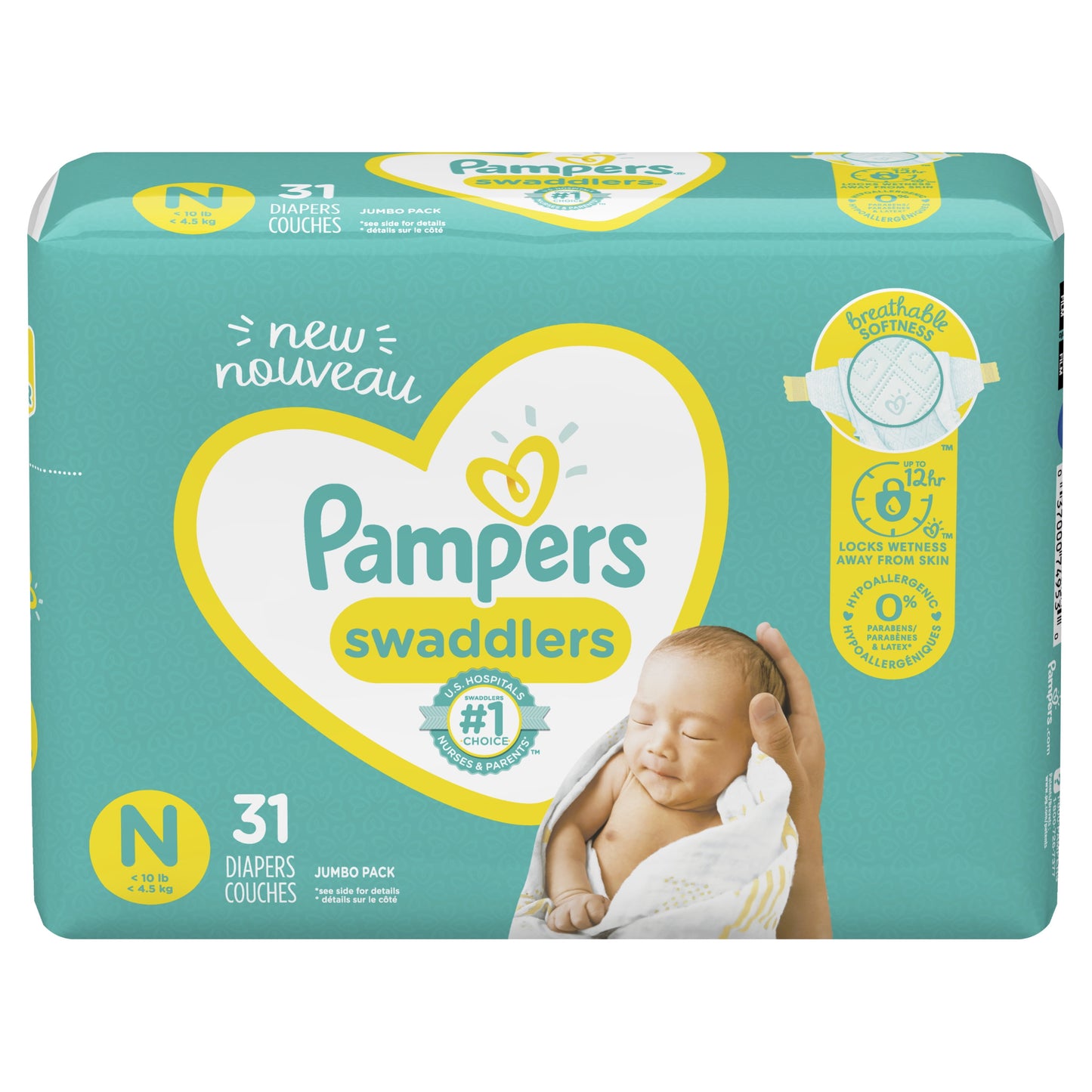 PAMPERS DPR SWADDLER SIZE N 140CT DS