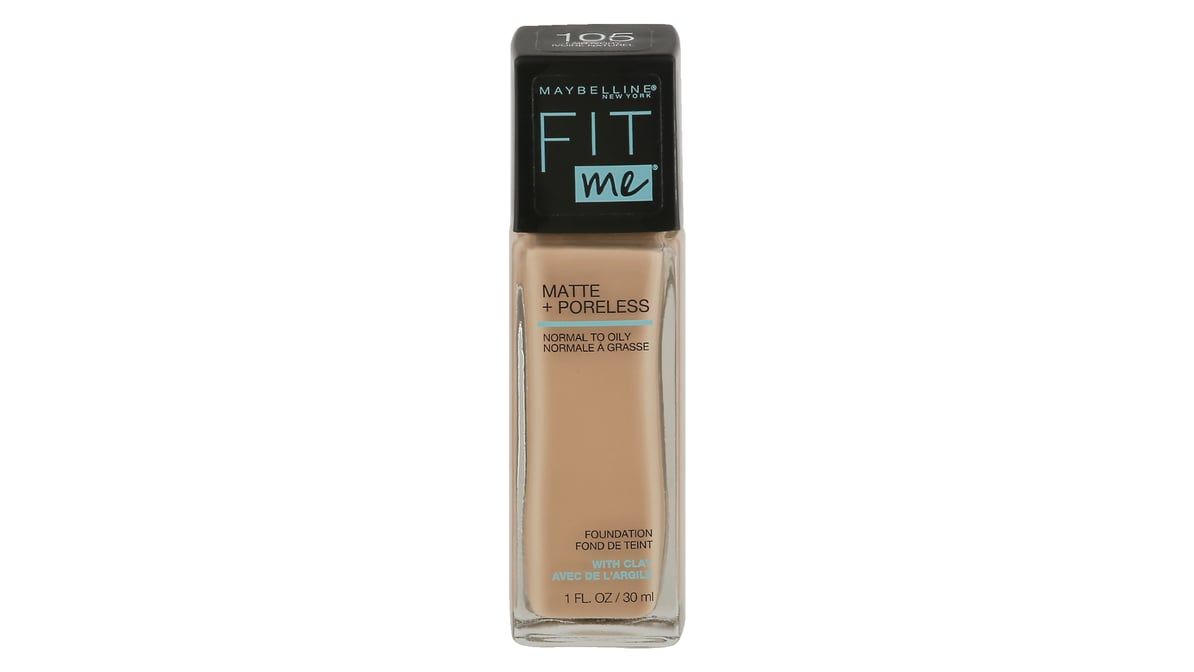 MAYBELLINE New York Fit Me Matte + Poreless Foundation Makeup, 105 Fair Ivory, 1 oz