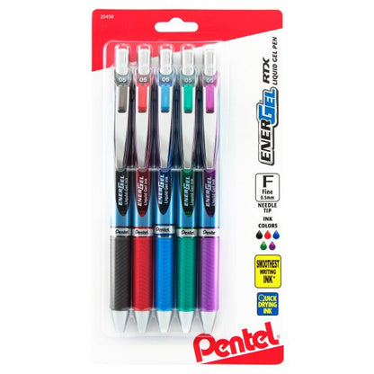 EnerGel RTX Retractable Liquid Gel Pen, (0.5mm) Needle Tip, Fine Line, Black Ink 2-Pk