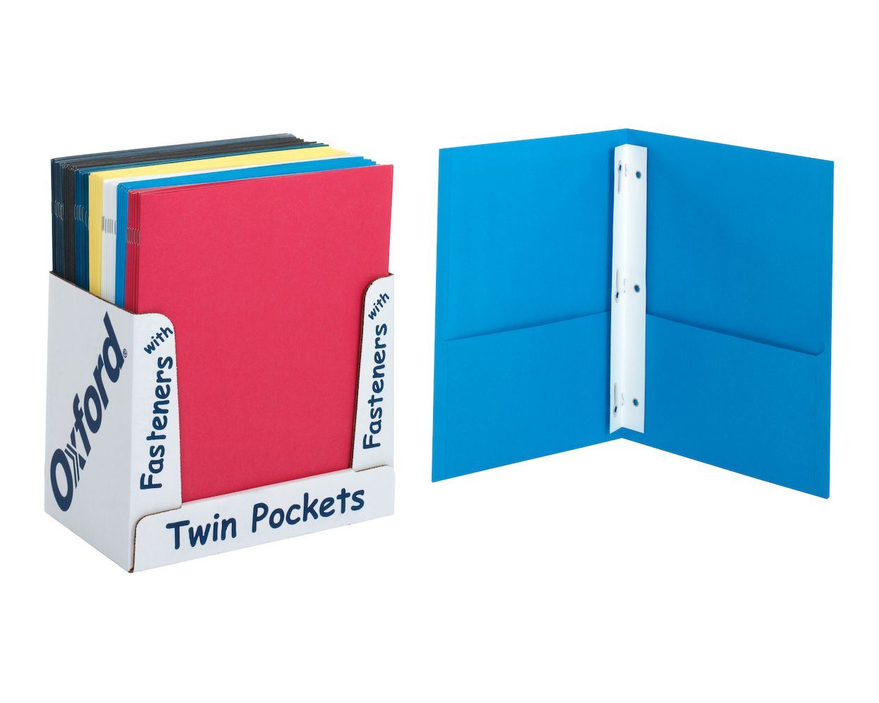 Leatherette Two Pocket Portfolio, Fasteners, Assorted Colors, 50 per PDQ