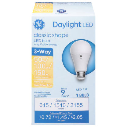 GE 5W A19 Daylight LED Classic Shape Light Bulbs