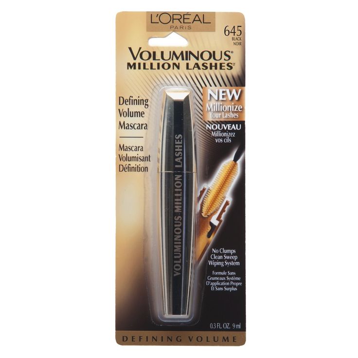L'ORÉAL PARIS Voluminous Million Lashes Mascara, 645 Black, 0.32 fl. oz.