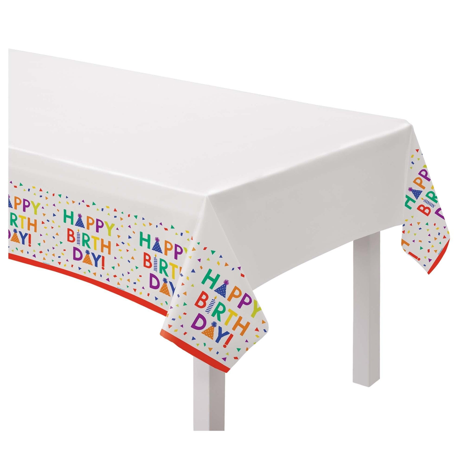 Unique Patterned Rectangular Plastic Table Cover, 54" x 84" - Peppy Birthday