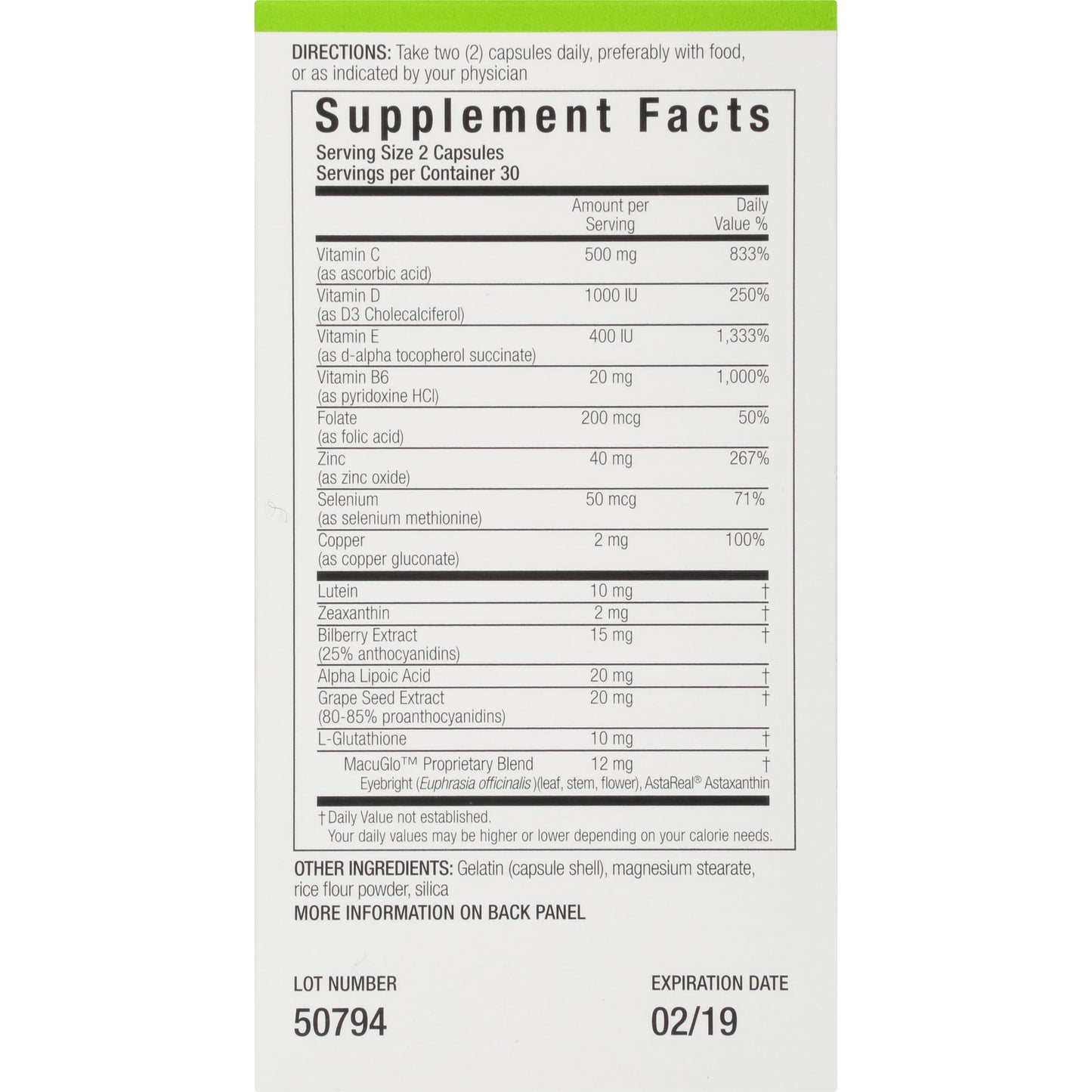 OCULAR VITAMIN AND MINERAL TAB 60CT GCP