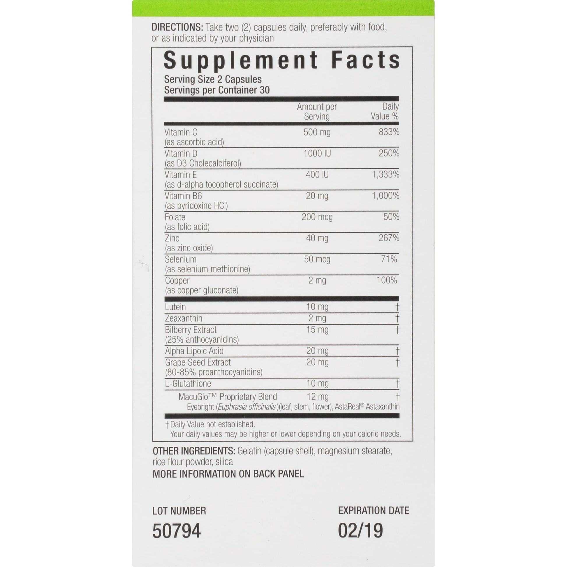 OCULAR VITAMIN AND MINERAL TAB 60CT GCP