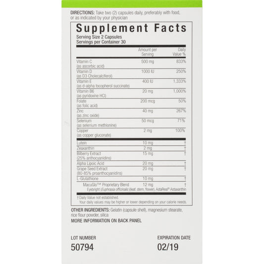 OCULAR VITAMIN AND MINERAL TAB 60CT GCP
