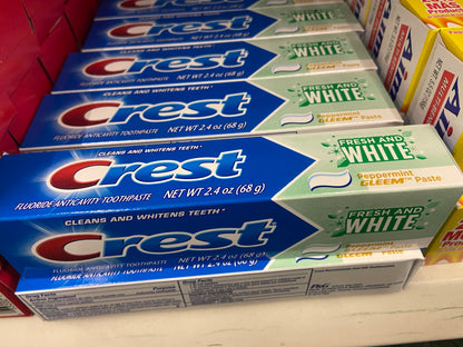 CREST FRSH&WHITE T/P PEPMNT GLEEM 2.4OZ