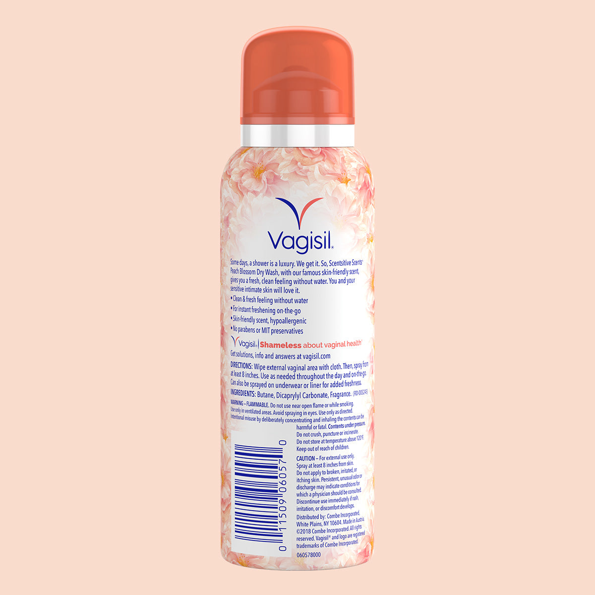 Vagisil Scentsitive Scents Dry Wash Peach Blossom 2.6oz