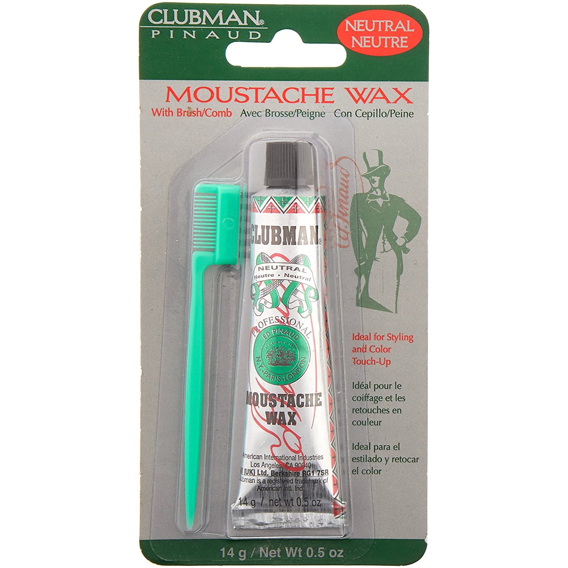 CLUBMAN MOUSTACHE NEUTRAL WAX 0.5 OZ