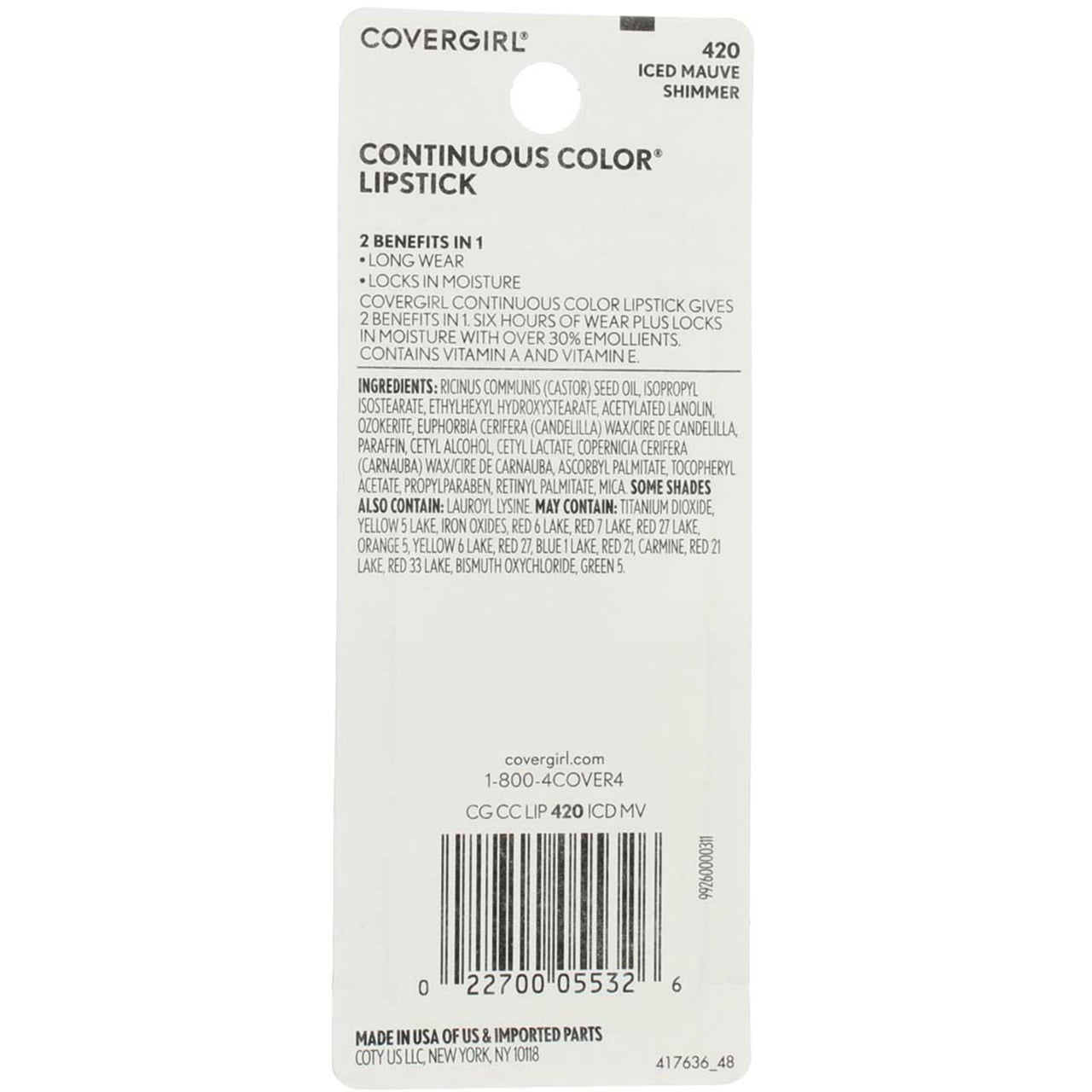 COVERGIRL Continuous Color Lipstick - 420 Iced Mauve