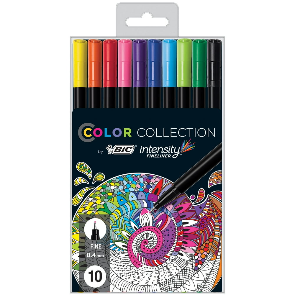 BiC Intensity Fineliner Marker Pens - Assorted Colors, 10 count