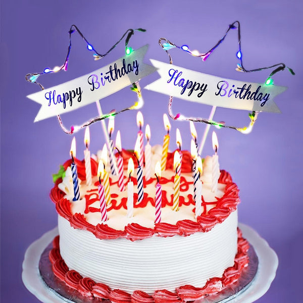 FLASHING HAPPY BDAY CAKE DECOR