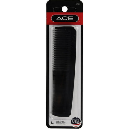 ACE 5" Classic Fine Tooth Pocket Comb - Black