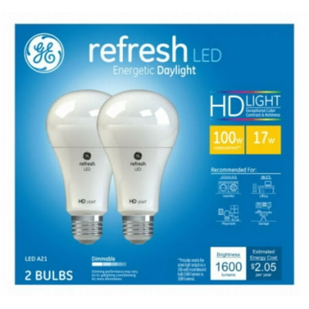 GE Lighting Refresh HD LED Light Bulbs, 60 Watt, Daylight, Decorative Bulbs, Clear, Small Base, 2 Pack