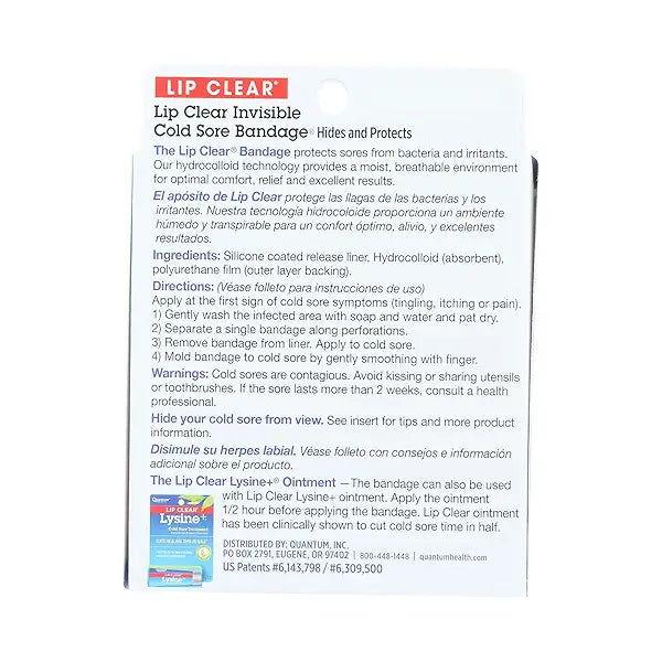 LIP CLEAR COLD SORE BANDAGE AP 12
