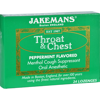 JAKEMANS THROAT & CHEST PEPMN LOZ 6X24CT