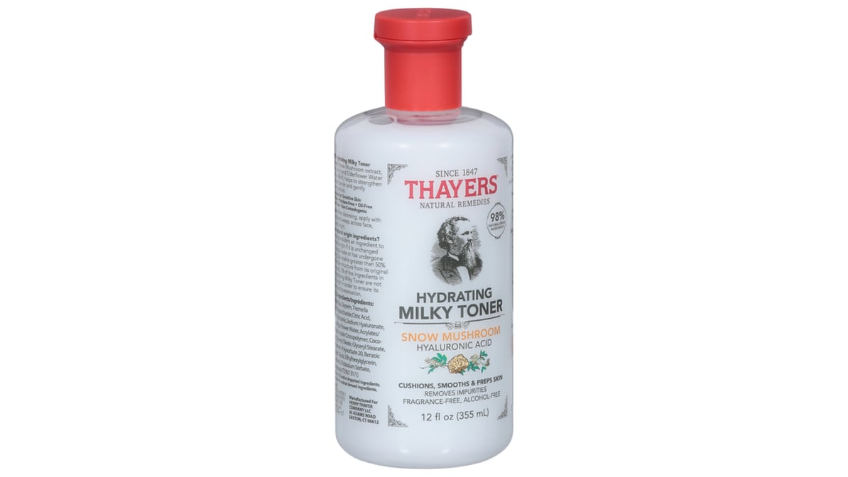 Thayers Milky Hydrating Face Toner with Snow Mushroom and Hyaluronic Acid, 12 oz