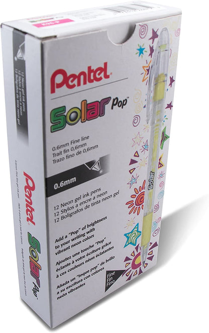Solar Pop Neon Gel Pen, (0.6mm) Medium Line, Lime Green Ink