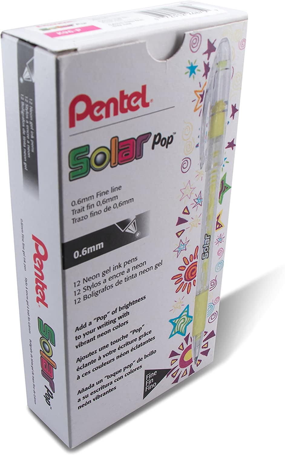 Solar Pop Neon Gel Pen, (0.6mm) Medium Line, Orange Ink