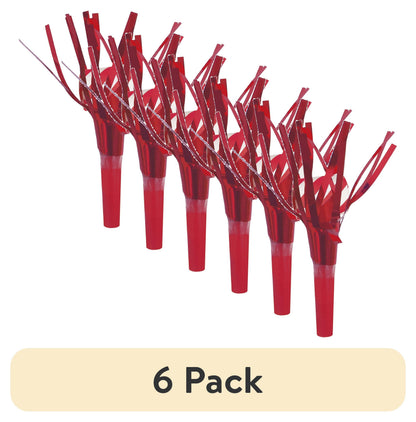 Unique Party! Foil Horn Blowouts with Colorful Fringe, 6 count