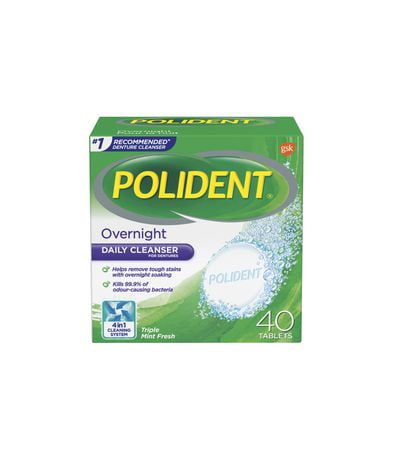 POLIDENT OVERNIGHT WHT TAB 40CT
