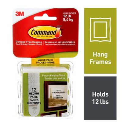 Command Picture Hanging Strip Value Pack - Small & Medium, 12 pairs
