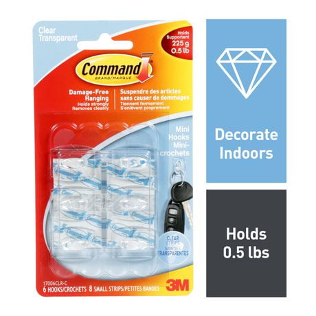 COMMAND MINI HOOK 6 SMALL CLR