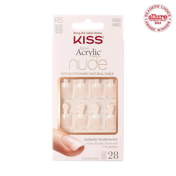 Kiss Salon Acrylic Nude French Nails - Breathtaking, 28-count