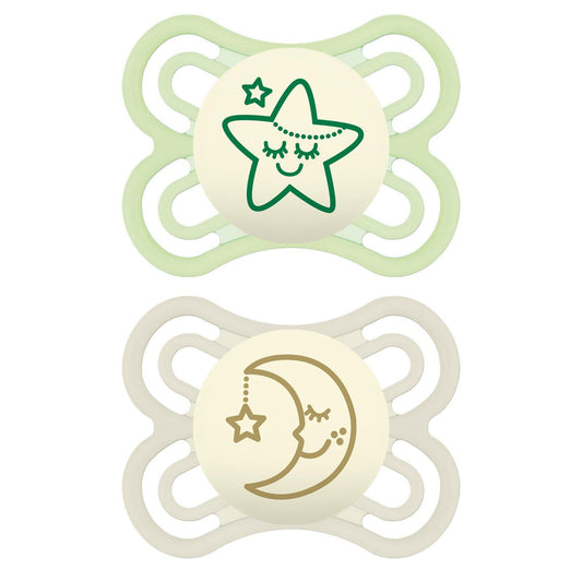 DR. TALBOT'S Soft-Flex Orthodontic Pacifiers, 0-6 months - Aqua and Clear, 2 count