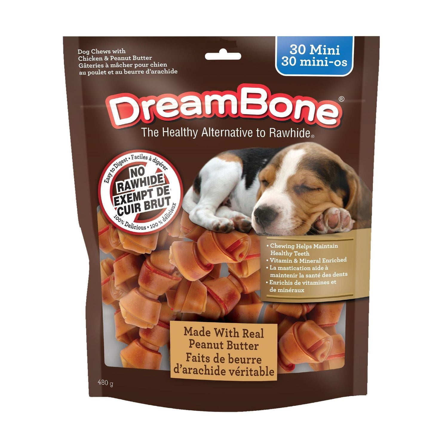 DreamBone Double Protein Chicken, Sirloin & Peanut Butter Dog Chews, 10 count