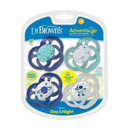 Dr Brown's Advantage Day and Night Stage 2 Pacifier, 4 pack