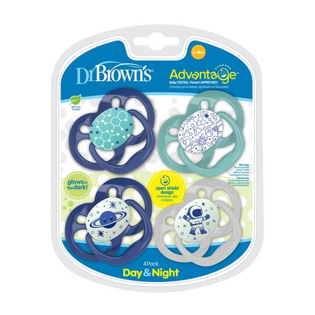 Dr Brown's Advantage Day and Night Stage 2 Pacifier, 4 pack