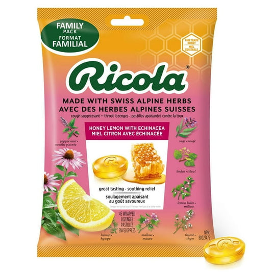 RICOLA COUGH DROP,SF LEMON MINT