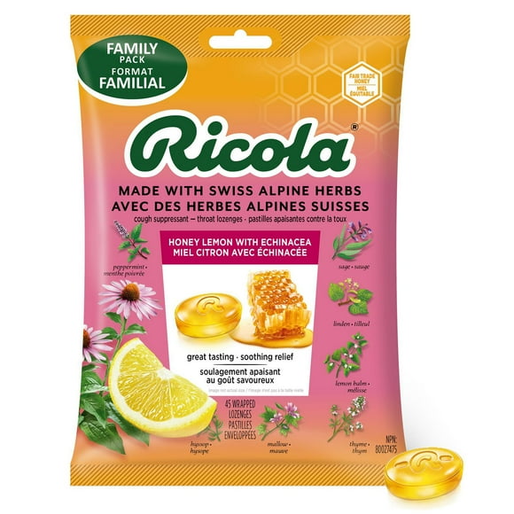 RICOLA COUGH DROP,SF LEMON MINT