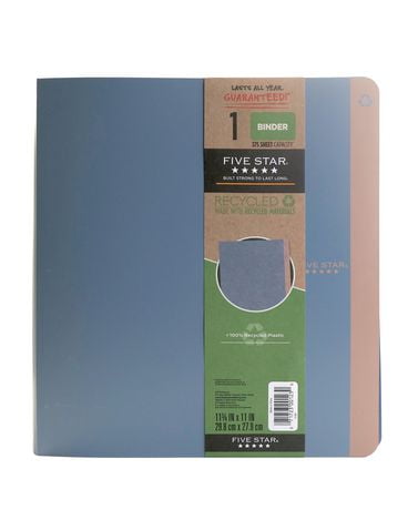 Five Star 1" D-Ring Binder - Recycled, Assorted