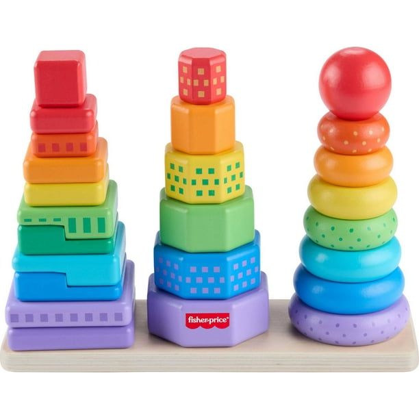 Fisher-Price Toddler Sorting Toy Wooden Shape Stacker