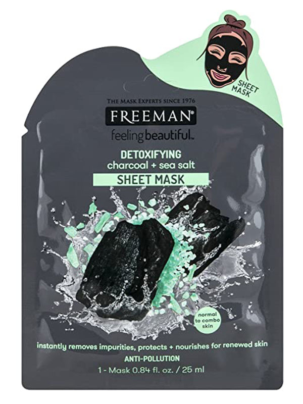 Freeman Essentials Charcoal & Green Tea Detoxifying Face Sheet Mask for Oily Skin