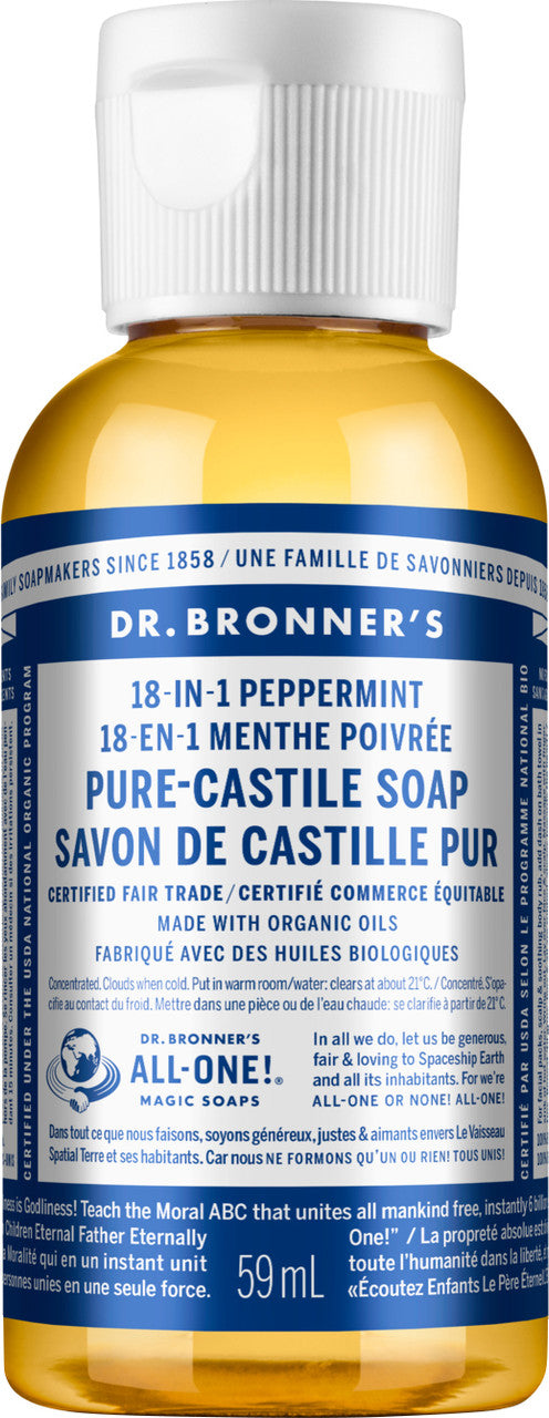 Dr. Bronners Peppermint 2oz (12in) Castile Soap
