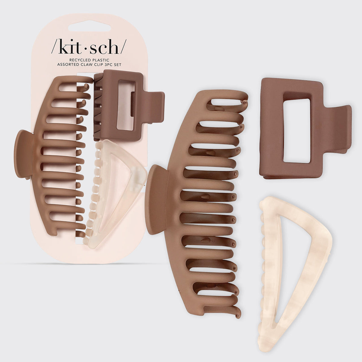 Kitsch Recycled Plastic Assorted Claw Clip - 3 Pack