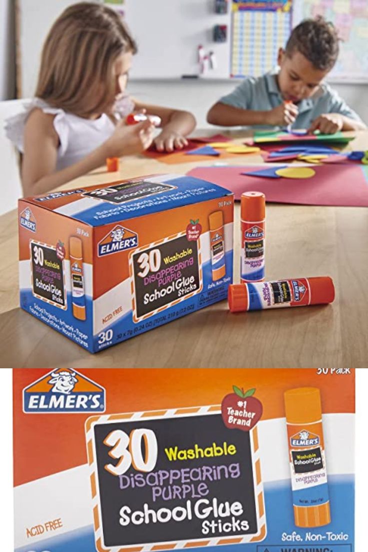 ELMER'S Washable School Glue Sticks - Disappearing Purple, 3 count