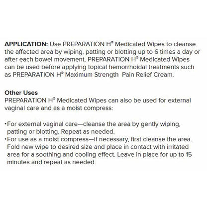 PREPARATION H MEDICATED WIPES WMN 48CT
