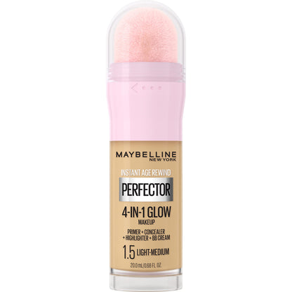 MAYBELLINE New York Instant Age Rewind Perfector 4-In-1 Glow Makeup, 03 Medium Deep, 0.68 oz