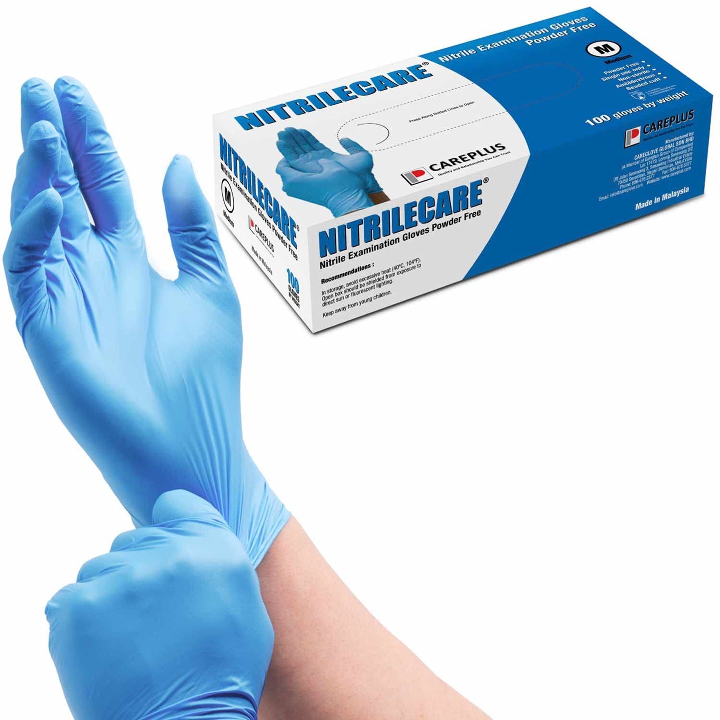 GLOVES NITRILE BLUE PWD FREE MD 100 DS