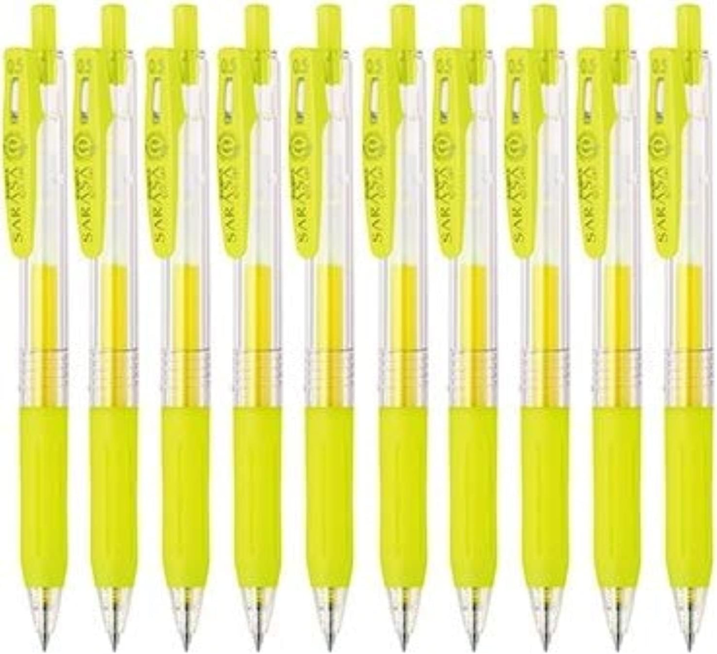 Zebra Sarasa Clip 0.5mm Gel Retractable Pens - Yellow, 12 ct