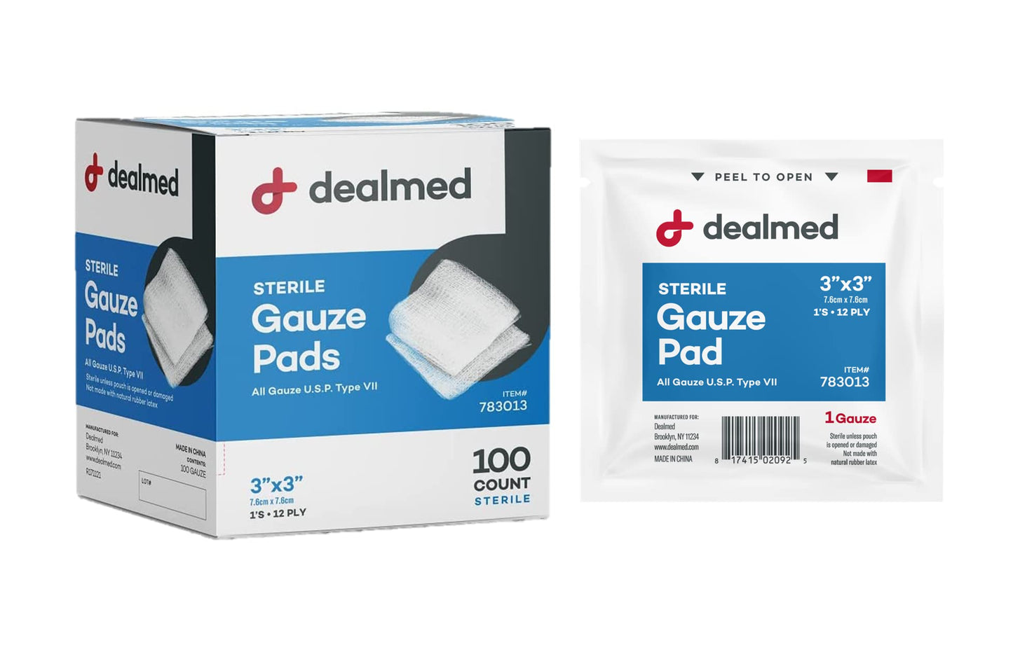 GAUZE PADS 3INX3IN 100 STERILE