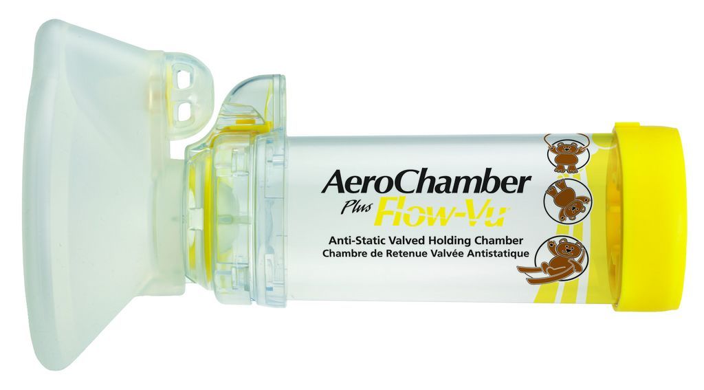 AEROCHAMBER PL EQ W/MK MEDIUM YEL