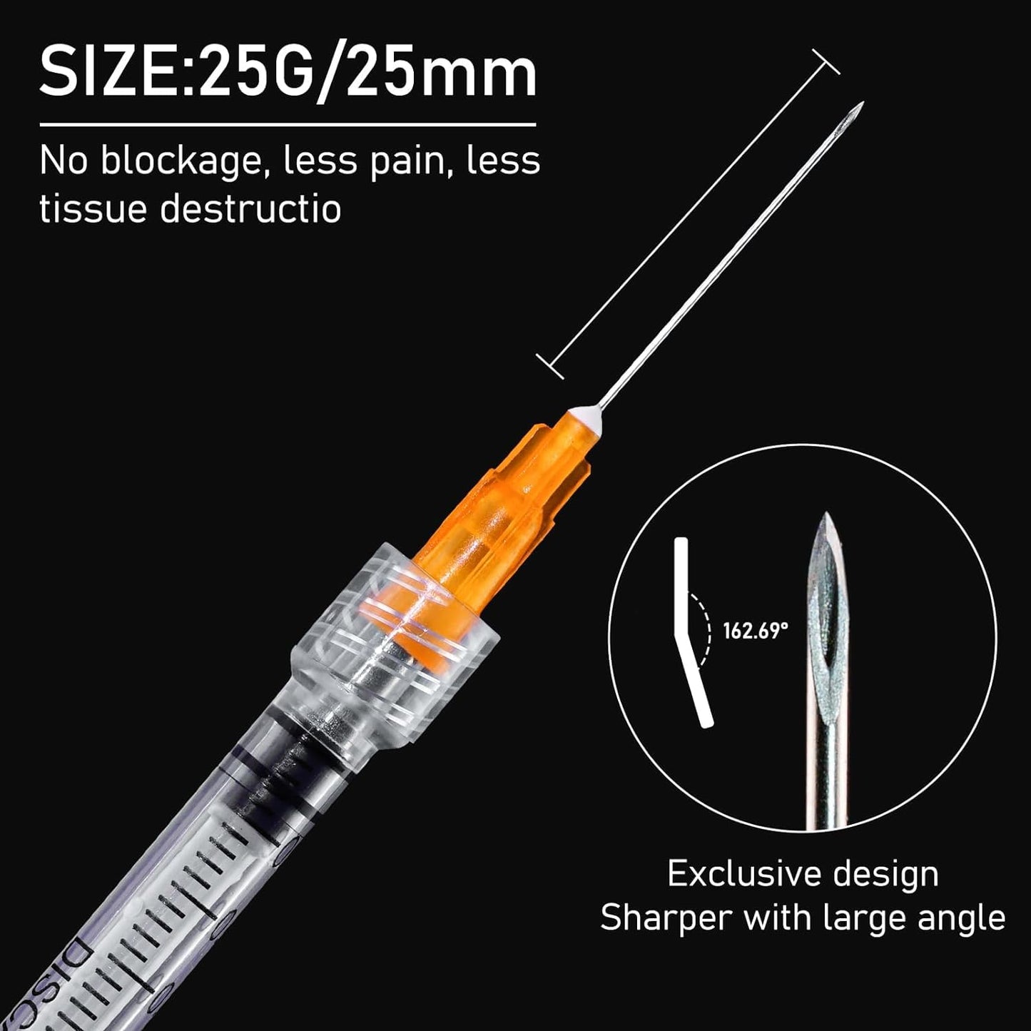 SYRINGE SAFETY 1ML 25GX1 100CT